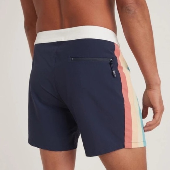 Marine Layer Striped Board Short Navy Multi Stripe - Picture 4 of 4
